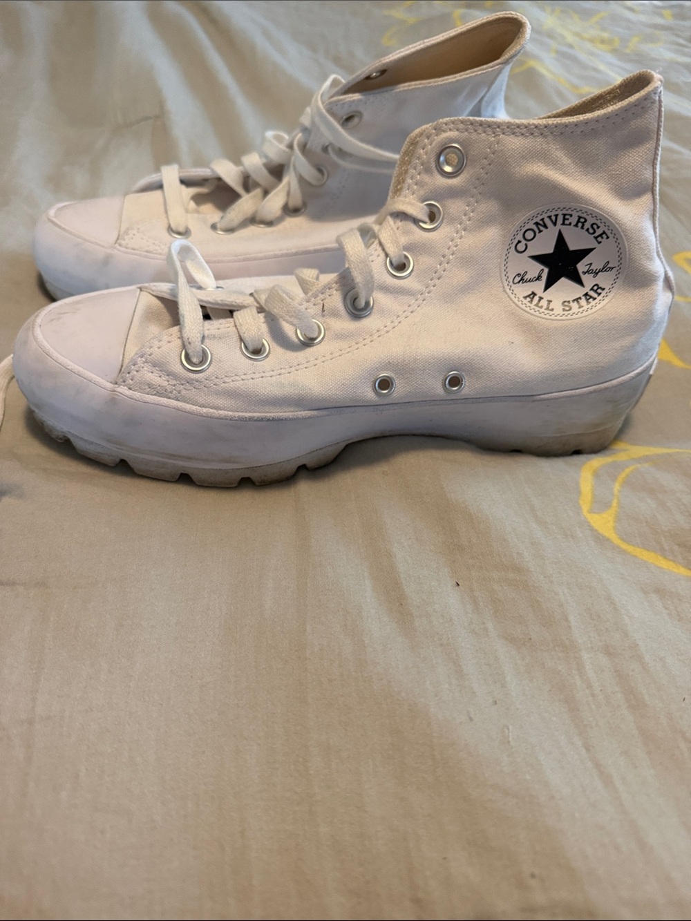 Converse White High-Top Canvas Lug-Sole Sneakers